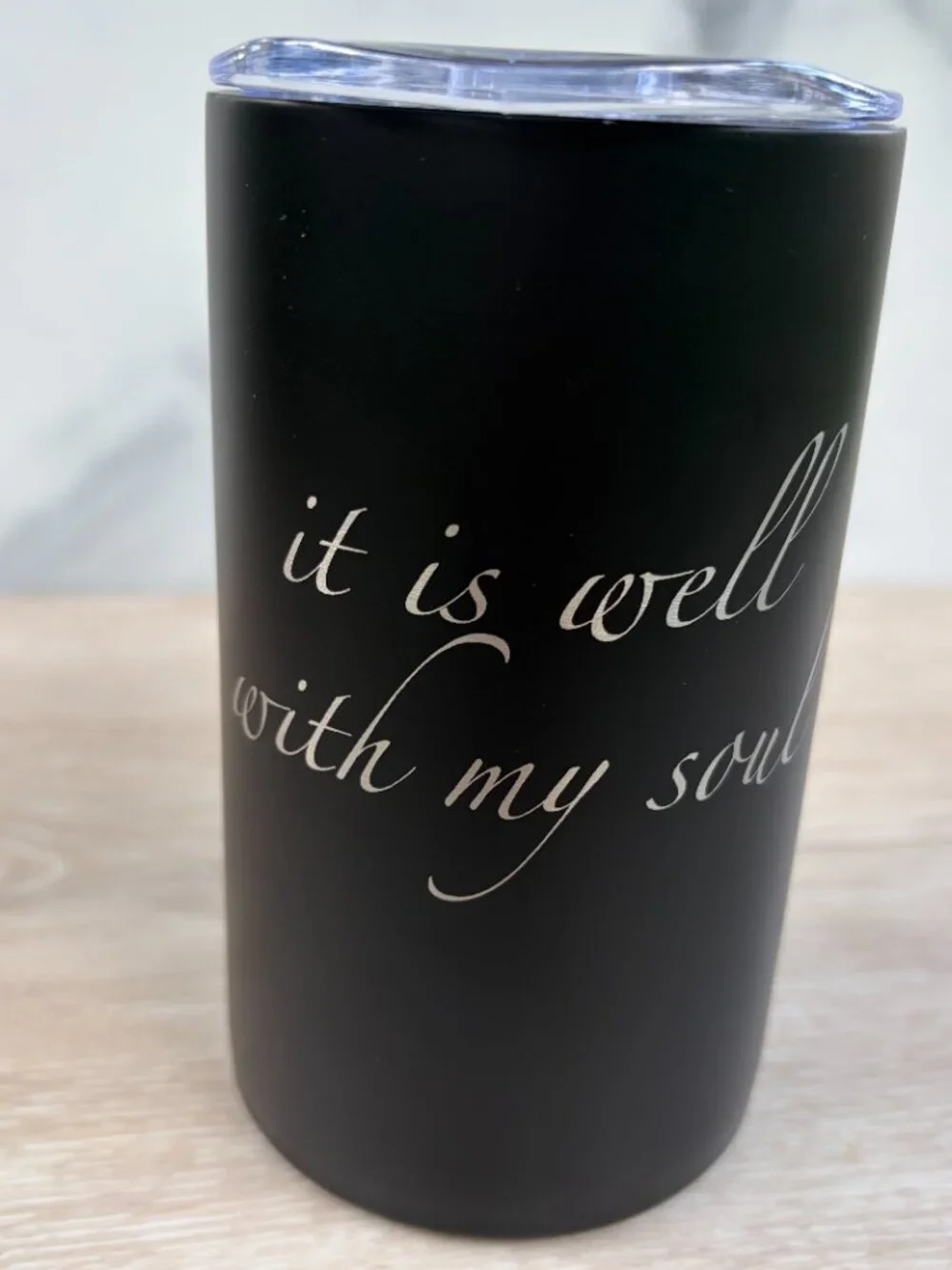 It Is Well Tumbler 12 oz Black Stainless Steel Insulated Christian Travel Mug